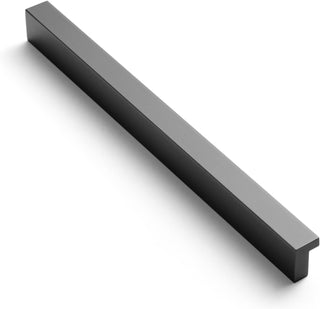 Goo-Ki Cabinet Handles 12 PCS - Black Drawer Pulls 5 in (128mm) Hole Centers - Tilted Solid Drawer Handles for Kitchen Cabinet Pulls - Finger Pull