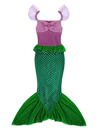 WonderBabe Little Girl Mermaid Princess Dresses Ariel Costume for Grils Birthday Party Halloween Cosplay Outfit with Accessories