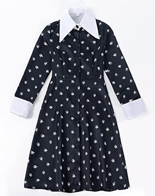 AmzBarley Girls Addams Costume Little Kids Addams Family Dress Up for Halloween Cosplay Birthday Party