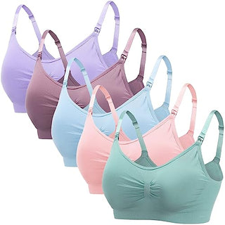 Dress Cici Nursing Bra, Full Coverage Maternity Bra, Comfortable Breastfeeding Sleep Bra 5-Pack (5 Pieces)