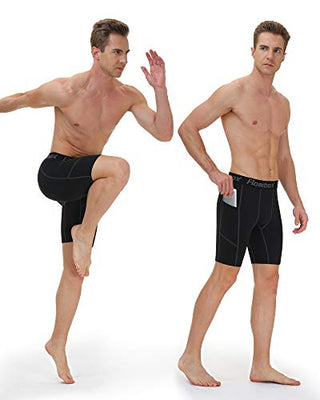 Roadbox Compression Shorts for Men 3 Pack Cool Dry Athletic Workout Underwear Running Gym Spandex Baselayer Boxer Briefs