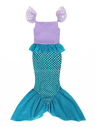 WonderBabe Little Girl Mermaid Princess Dresses Ariel Costume for Grils Birthday Party Halloween Cosplay Outfit with Accessories