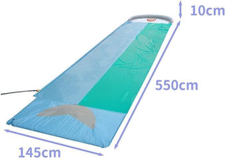 Klmeiday 18ft Shark Lawn Water Slide, Double Lanes Water Slide with Sprinkler and 2 Slip Inflatable Boards for Party in Summer Yard Lawn Outdoor Water Play Activities