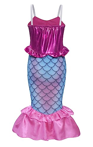WonderBabe Little Girl Mermaid Princess Dresses Ariel Costume for Grils Birthday Party Halloween Cosplay Outfit with Accessories