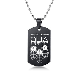 Engraved Squid Game Round Square Triangle Logo Stainless Steel Necklace Fashion Dog Tag Pendant Necklaces For Men Women