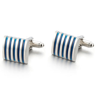 French Shirt Cufflinks Business Blue Stripes