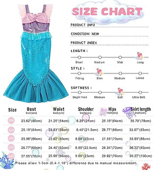 WonderBabe Little Girl Mermaid Princess Dresses Ariel Costume for Grils Birthday Party Halloween Cosplay Outfit with Accessories