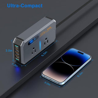 FOKKAH 200W Car Power Inverter, DC 12/24V to 220V AC Car Inverter,3 USB 1 Type-C Ports Charger Adapter Car Plug Converter with Switch and Current LED Screen (Grey)