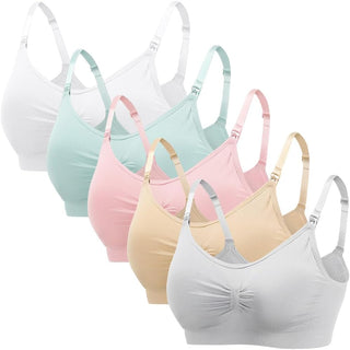 Dress Cici Nursing Bra, Full Coverage Maternity Bra, Comfortable Breastfeeding Sleep Bra 5-Pack (5 Pieces)