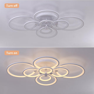 Qcyuui Dimmable Modern Ceiling Light, Acrylic LED Round Flush Mount Lighting Fixtures, 56W 4-Lights 56cm Indoor White Ceiling Lamp with Remote for Living Room Kitchen Bedroom Dining Room Office
