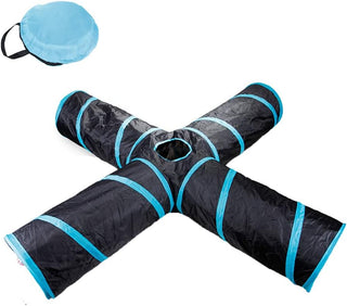 NeoStyle Cat Tunnel Tube,Cat Toys Interactive,Foldable Rabbit Tunnel,Multi-way Cat Tunnels,with Play Ball,for Indoor Cats, Puppy, Kitty, Kitten, Rabbit (2 Tunnel(Black))