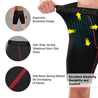 Roadbox Compression Shorts for Men 3 Pack Cool Dry Athletic Workout Underwear Running Gym Spandex Baselayer Boxer Briefs