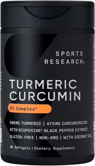 Turmeric Curcumin C3 Complex (500mg) with Black Pepper & Coconut Oil for Better Absorption, 60 Liquid Softgels