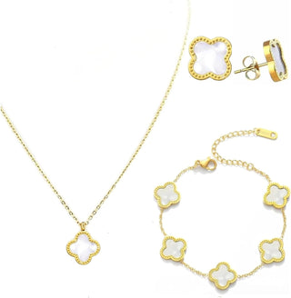 Julie & Co four leaf clover 18K gold plated Jewelry set Jewellery set for women, comes with a cute keychain in a Julie & Co neat gift box.