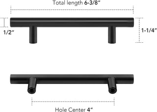 Home Expert 10 Pack 7.38'' Matte Black Cabinet Pulls Stainless Steel Cabinet Handles 7-3/8 inch Length Matte Black Drawer Pulls 5 inch Hole Center Kitchen Drawer Pulls