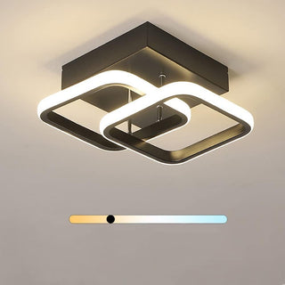 KEPHTH LED Ceiling Light Modern Square LED Ceiling Lamp 3 Colour Temperature Adjustments by Wall Control, Ceiling Lighting Fixture for Kitchen Bedrooms Hallway Office - 24W Black
