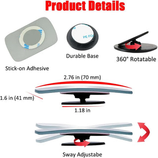 Ampper Blind Spot, 2" Round HD Glass Convex Rear View Mirror | Car | Pack of 2