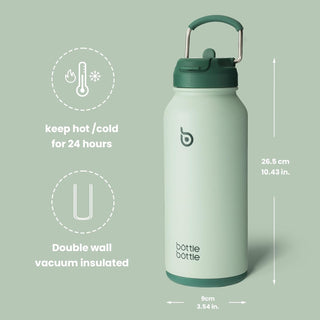 bottlebottle BOTTLE BOTTLE 32oz Insulated Water Bottle Stainless Steel Sport Water Bottle with Straw Dual-use Lid Design for Gym with Pill Box (green)