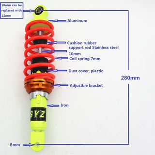 AKSYZ 280mm Motorcycle Rear Suspension Shock Absorber For Honda Yamaha Vespa Piaggio Etc 50cc 100cc 125cc Scooter Universal