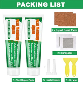 Wall Mending Agent Wall Repair Paste Kit: Drywall Repair Putty, Safe Wall Repairing Ointment，Wall Crack Repair Cream with Scraper, for Wall Wood Plaster Surface Repair, Easy to Fill (100g x2 Sets)
