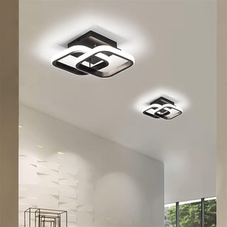 KEPHTH LED Ceiling Light Modern Square LED Ceiling Lamp 3 Colour Temperature Adjustments by Wall Control, Ceiling Lighting Fixture for Kitchen Bedrooms Hallway Office - 24W Black