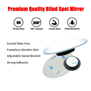 Ampper Blind Spot, 2" Round HD Glass Convex Rear View Mirror | Car | Pack of 2