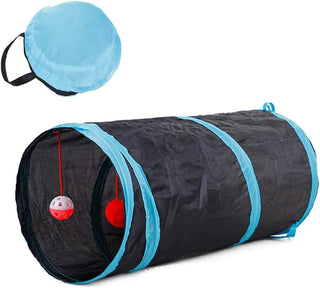 NeoStyle Cat Tunnel Tube,Cat Toys Interactive,Foldable Rabbit Tunnel,Multi-way Cat Tunnels,with Play Ball,for Indoor Cats, Puppy, Kitty, Kitten, Rabbit (2 Tunnel(Black))