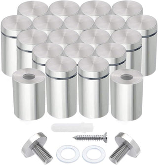 Zoe sunny Stainless Steel Standoff Screws, 20Pcs 3/4 x 1 Inch Wall Standoff Sign Holders Screws, Mounting Glass Hardware for Hanging Acrylic Picture Frame, Advertising Screws Kit