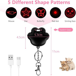 Mumoo Bear Cat Toys, Laser Pointer with 5 Adjustable Patterns, USB Recharge Laser, Long Range and 3 Modes Training Chaser Interactive Toy, Dog Laser Toy