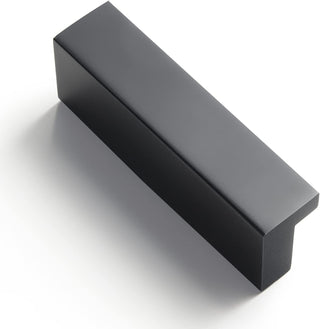 Goo-Ki Cabinet Handles 12 PCS - Black Drawer Pulls 5 in (128mm) Hole Centers - Tilted Solid Drawer Handles for Kitchen Cabinet Pulls - Finger Pull