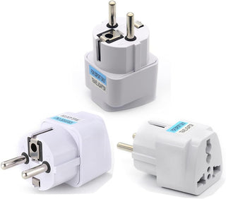 TopDeal Type E/F 2-Pin Grounded Plug Adapter (EU plug 3 Pieces)