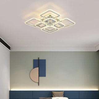Qcyuui Dimmable Modern Ceiling Light, Acrylic LED Round Flush Mount Lighting Fixtures, 56W 4-Lights 56cm Indoor White Ceiling Lamp with Remote for Living Room Kitchen Bedroom Dining Room Office