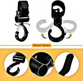 Kadrana Baby Stroller Hooks for Hanging Diaper Bags – Mommy Bag and Convenient Stroller Accessories Organizer Hook Clips - Strollers Pushchair Buggy – Pack of 4