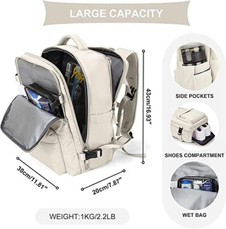 Travel Backpack for Airline Approved, Black Carry on Backpack, Waterproof Outdoor Sports Rucksack Casual Daypack Fit 15.6 Inch Laptop with USB Charging Port Shoes Compartment