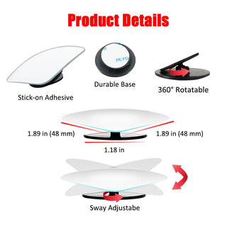 Ampper Blind Spot, 2" Round HD Glass Convex Rear View Mirror | Car | Pack of 2