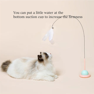 Sobirdos 2pcs Cat Feather Toys,Cat Wand Toy with Powerful Suction Cup,Feathers and Bells,Detachable Cat Toys,Interactive Kitten Sticks for Indoor Play,Length over 90cm(give a Giraffe doll for free)