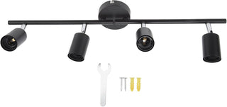GUPE 4 Light LED Track Lighting, 60W Adjustable LED Track Lighting Fixtures Kit Directional Ceiling Spotlight Foldable Black Ceiling Spot Lighting for Kitchen Gallery Dining Room