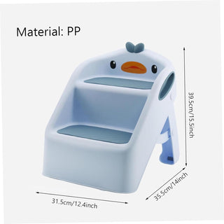 U-HOOME Foldable Toddler Step Stool for Kids Kitchen Bathroom Sink,Toilet Steps Potty Training Stool,Dual Height 11" Kitchen Helper Plastic Poop Stools Ladder with Handles Nursery Foot Stools (Blue)