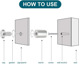 Zoe sunny Stainless Steel Standoff Screws, 20Pcs 3/4 x 1 Inch Wall Standoff Sign Holders Screws, Mounting Glass Hardware for Hanging Acrylic Picture Frame, Advertising Screws Kit