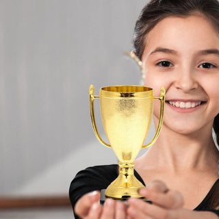 Sosoport Mini Trophies and Awards Set Gold Trophy Cup and Shiny Golden Winner Medals for Kids and Adults Sports Party Favors