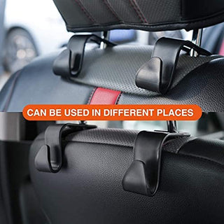 Sulfar Universal Vehicle Car Backseat Headrest Hanger Storage Organizer, Black Car Back Seat Headrest Hooks, Car Seat Accessory For Handbags, Purses, Coats, And Grocery Bags, Bottle Holder 4-Pack