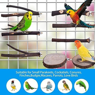 xiangxiang 8 PCS Natural Wood Bird Perch Stand-Wooden Parrot Perch Stand-Perch Platform Cage Accessories for Parrotlets Budgies Cockatiels Parakeets Lovebirds