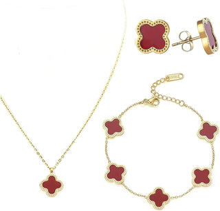Julie & Co four leaf clover 18K gold plated Jewelry set Jewellery set for women, comes with a cute keychain in a Julie & Co neat gift box.