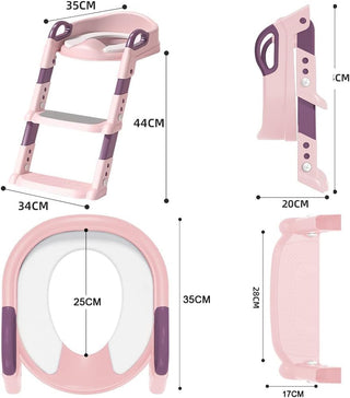 Portable Potty Training Seat for Toddler,Baby Potty Training Toilet Seat for Kids Boys Girls,Foldable Potty Training Seat with Adjustable Height Non-Slip Step Ladder,Soft Pu Cushion (PINK)