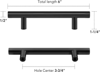 Home Expert 10 Pack 7.38'' Matte Black Cabinet Pulls Stainless Steel Cabinet Handles 7-3/8 inch Length Matte Black Drawer Pulls 5 inch Hole Center Kitchen Drawer Pulls