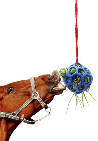 TOMVAES 2 Pack Horse Treat Ball Hay Feeder Toy,Horse Ball Feeder,Goat Feeder Toy Feeder Ball,Hanging Feeding Toy with Strong Nylon Rope for Horse,Goat