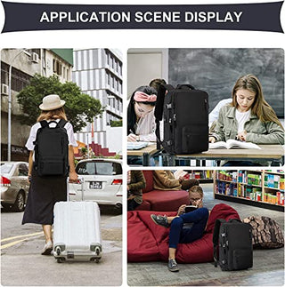 Travel Backpack for Airline Approved, Black Carry on Backpack, Waterproof Outdoor Sports Rucksack Casual Daypack Fit 15.6 Inch Laptop with USB Charging Port Shoes Compartment