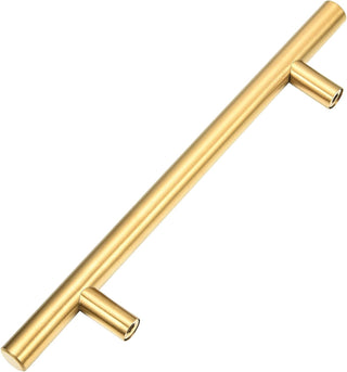 Kitmose 15 Pack Cabinet Pulls Brushed Gold Stainless Steel T Bar Pull Handles for Furniture Kitchen Cabinet Cupboard Drawer Door Handle Pull Knobs (Overall Length 6", Hole Center 3-3/4")