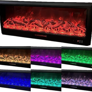 Electric Fireplaces with 7 Colors and Heater Decorative Electrical Fireplace, Remote Control with Timer and Room Temprature Display (127cm)