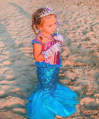 WonderBabe Little Girl Mermaid Princess Dresses Ariel Costume for Grils Birthday Party Halloween Cosplay Outfit with Accessories